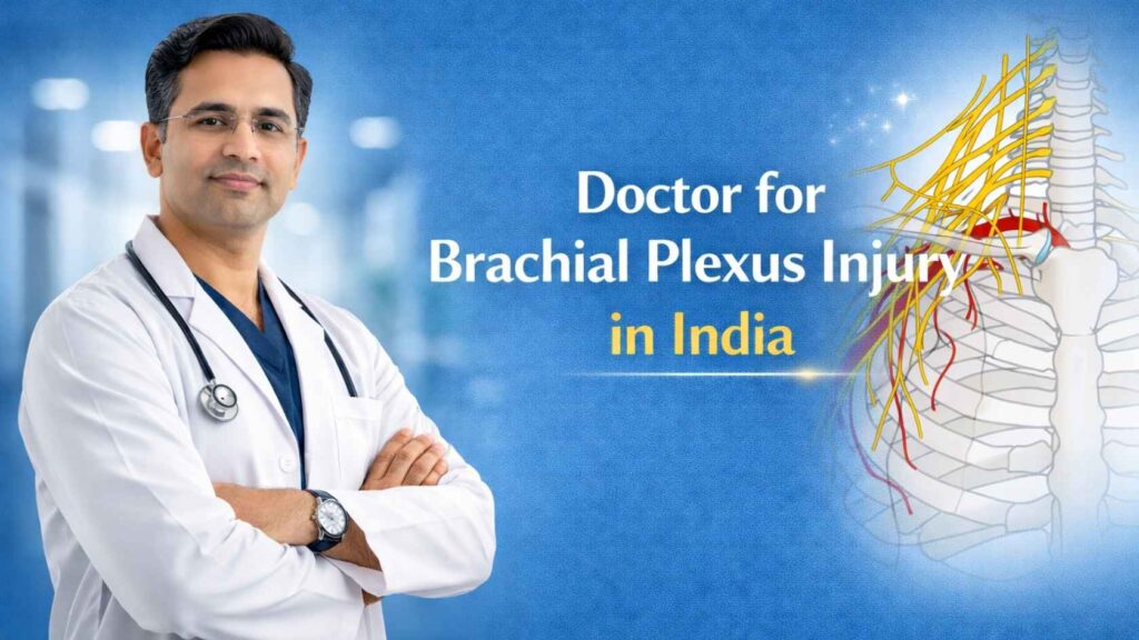Doctor for brachial plexus injury in India with medical illustration of brachial plexus nerves in shoulder