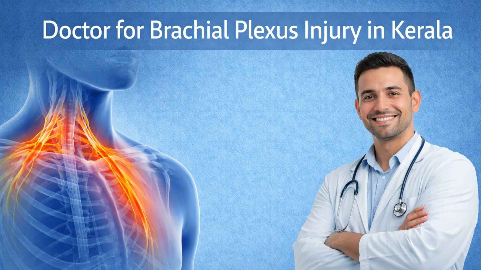 Doctor specializing in brachial plexus injury treatment with nerve illustration