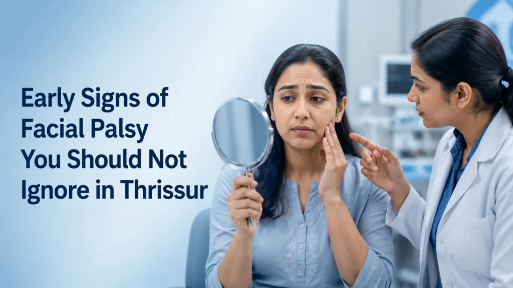Early Signs of Facial Palsy You Should Not Ignore in Thrissur consultation showing patient noticing facial weakness symptoms