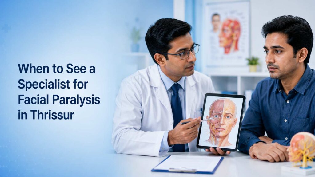 When to See a Specialist for Facial Paralysis in Thrissur consultation with facial nerve specialist and patient in modern clinic