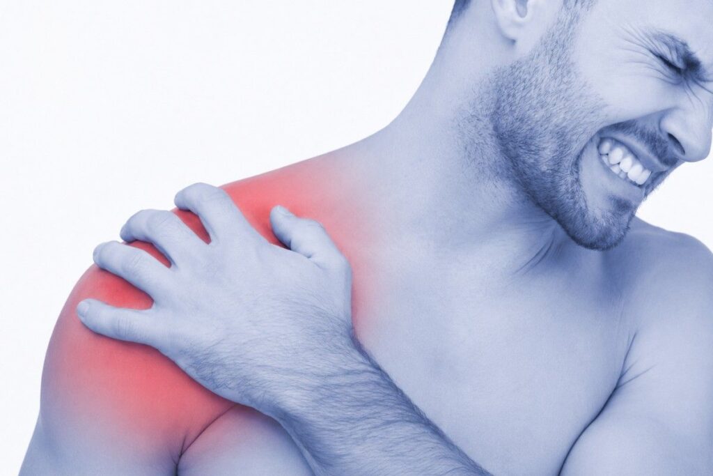 Physiotherapy After Brachial Plexus Surgery in Thrissur showing shoulder pain and muscle discomfort during the post-surgical rehabilitation phase.