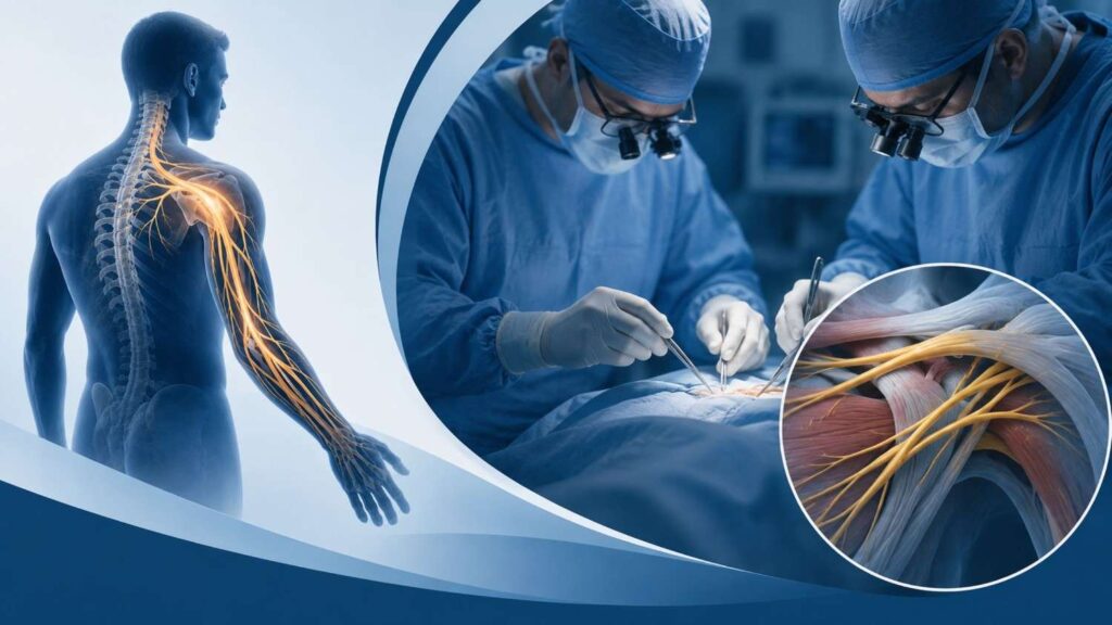Brachial plexus surgery and nerve reconstruction showing brachial plexus anatomy and microsurgical treatment