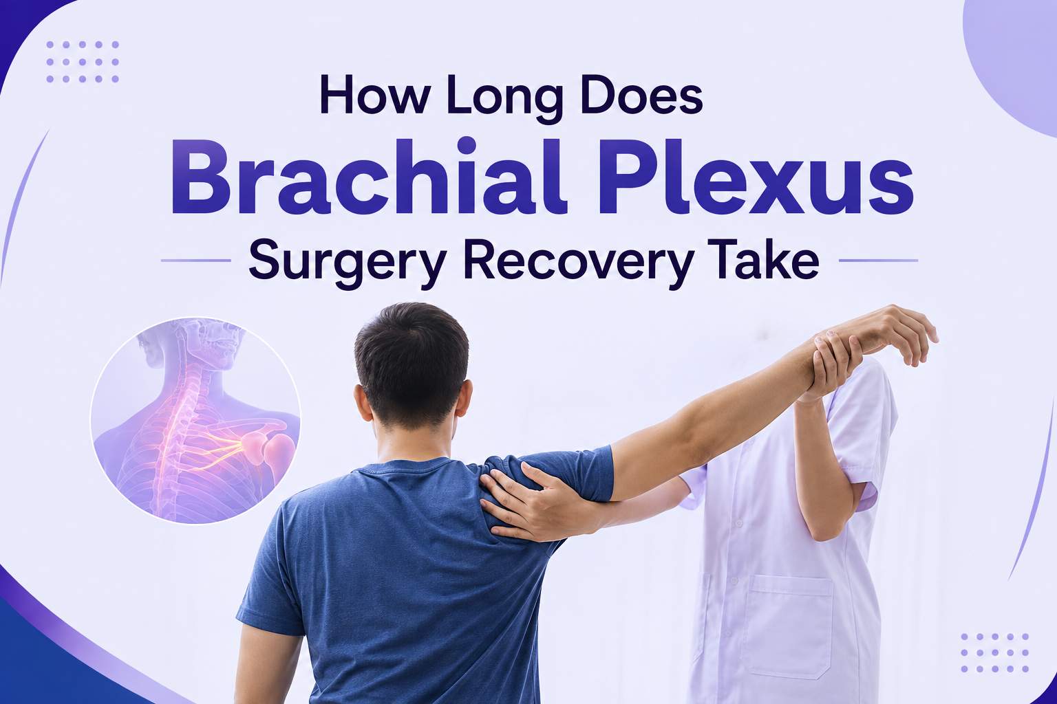 Brachial plexus surgery recovery with physiotherapy and nerve anatomy illustration
